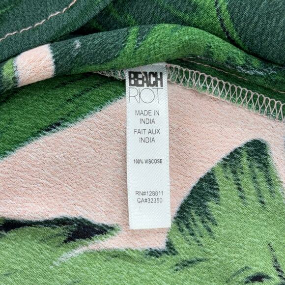 Beach Riot X Revolve Womens Size S Sunny Top in Pink Palm Button Down *TINY FLAW - Picture 13 of 16